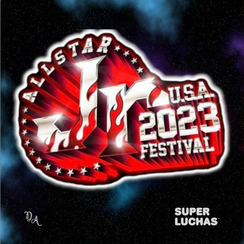 El logotipo del All Star Jr Festival USA 2023 con luchadores de NJPW.