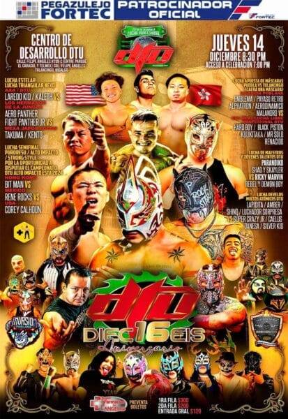 Superluchas - DTU (Desastre Total Ultraviolento) prepara sus tres festejos por el Torneo de Lucha Libre 16 Aniversario en México.