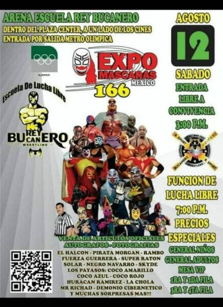 Expo Máscaras 166 presenta un torneo de lucha libre en la Arena Rey Bucanero.