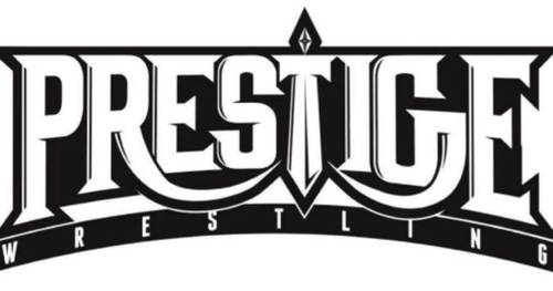 Superluchas - El logotipo de Prestige Wrestling sobre un fondo blanco con &quote;Resultados Prestige Wrestling 24 de septiembre 2023.