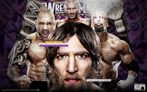 Danel Bryan, Triple H, Randy Orton y Batista WrestleMania XXX Fan Made Wallpaper