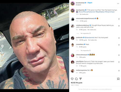 Batista gana bastante peso para el rodaje de su nueva película