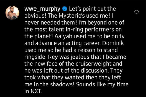 WWE ordenó a Murphy que borrara una publicación sobre los Mysterio