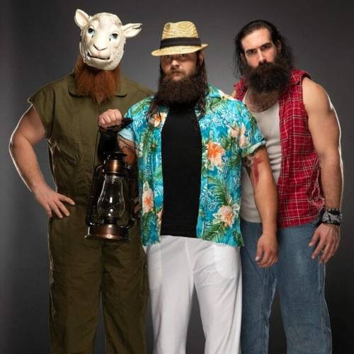 Superluchas - Tres hombres con barba posando para una fotografía como parte de The Wyatt Family.