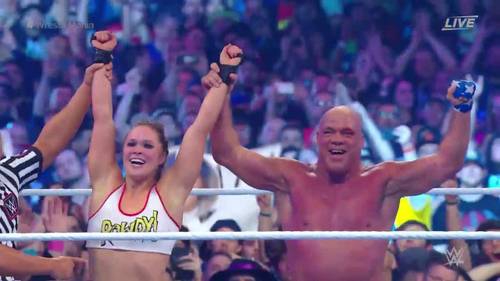 Kurt Angle y Ronda Rousey - WrestleMania 34