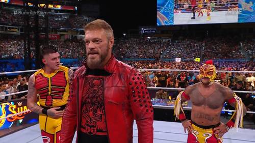 Dominik Mysterio, Edge y Rey Mysterio en el PPV WWE SummerSlam 2022 (30/07/2022) / WWE