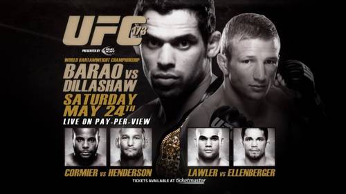 Cartel del UFC 173 con las tres principales peleas.