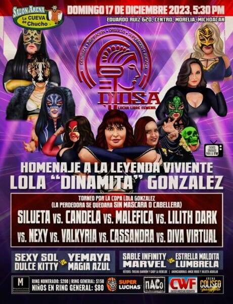 Superluchas - Un volante para el primer evento de lucha libre de DIOSA, en homenaje a Lola González.