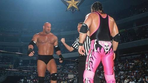 Bret Hart y Goldberg luchando en WCW