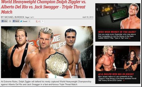 Triple Amenaza por el World Heavyweight Championship en el PPV WWE Extreme Rules 2013 / wwe.com