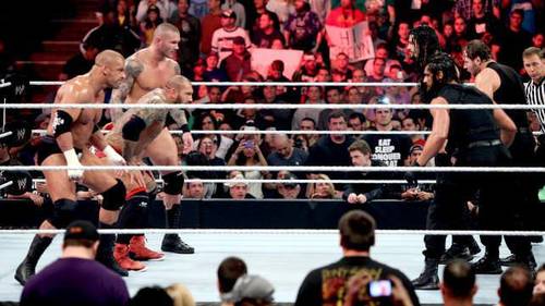 Evolution (Triple H, Batista y Randy Orton) vs. The Shield (Dean Ambrose, Seth Rollins y Roman Reigns) en WWE Extreme Rules 2014 / Photo by: Tiffany Windham - Flick.com