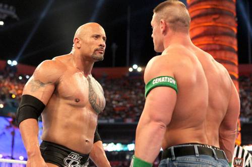 The Rock y John Cena en WrestleMania