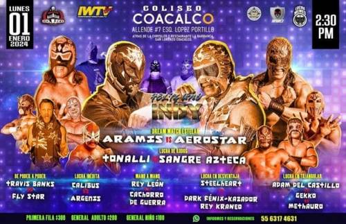 Superluchas - Un colorido cartel para el evento de lucha libre en Colorado en la Arena Colseo de Cocalco, que comienza en 2024 con un interesante evento.