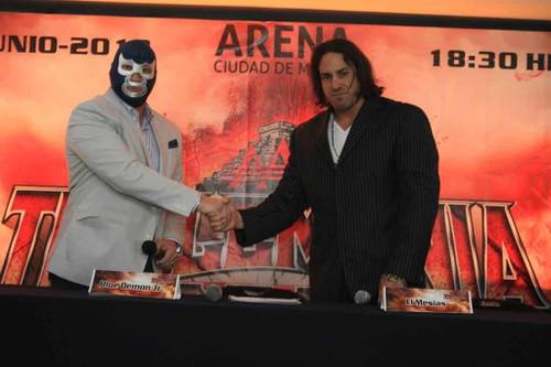 Blue Demon Jr. y Mesias se enfrentaran en Triplemania XXI/ imagen Violeta Mendoza