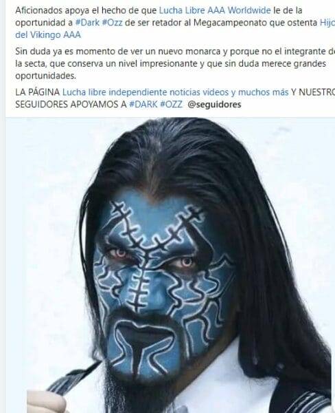 Superluchas - Una imagen de un hombre con pintura azul en la cara para la campaña Dark Ozz.