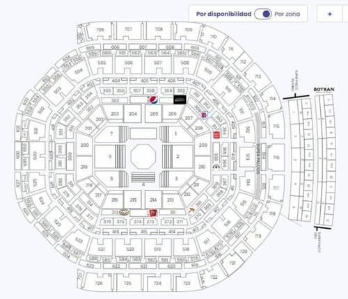 Superluchas - El mapa de asientos para un partido de baloncesto en México