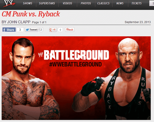 CM Punk vs Ryback en WWE Battleground