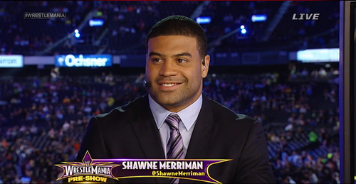 Shawne Merriman en el Pre-Show de WrestleMania