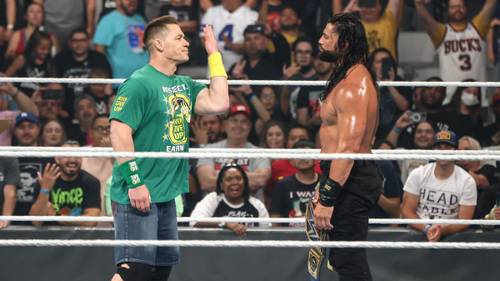 John Cena y Roman Reigns en Money in the Bank 2021 - WWE