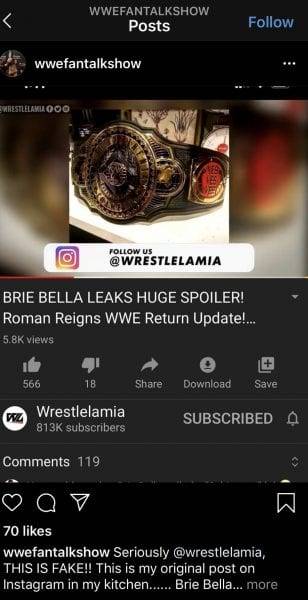 Brie Bella filtró foto del título Intercontinental