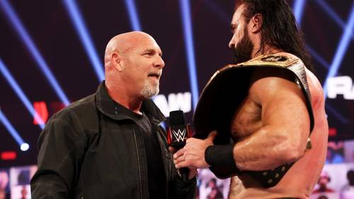 Goldberg y Drew McIntyre en el episodio de Raw del 4 de enero de 2021 - WWE