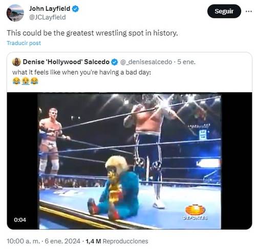 Superluchas - Un tuit tuitea una foto de un luchador y un osito de peluche con los luchadores Último Guerrero y JBL.