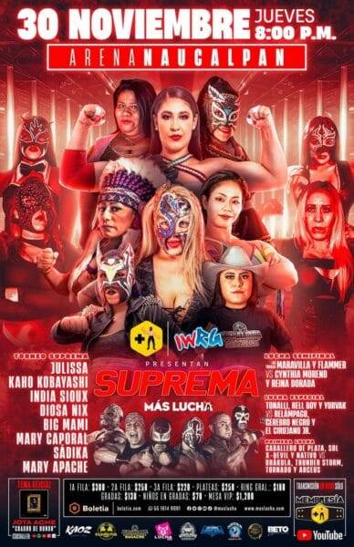 Superluchas - Un cartel del evento de lucha libre Suprema 2023, que muestra a las feroces mujeres que participan en el torneo.