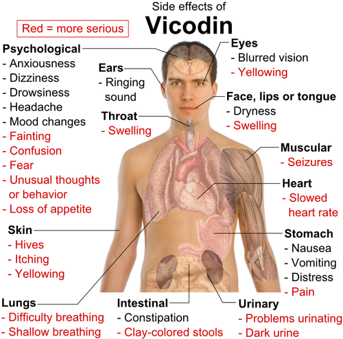 Side effects of Vicodin / Mikael Häggström - wikipedia.org