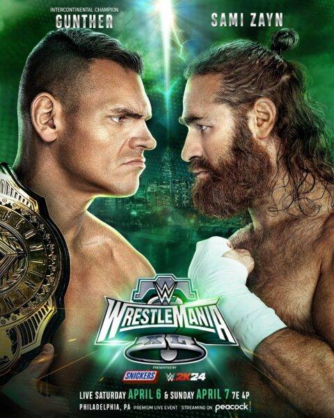 Gunther vs. Sami Zayn por el Campeonato Intercontinental WWE en WrestleMania 40 / WWE