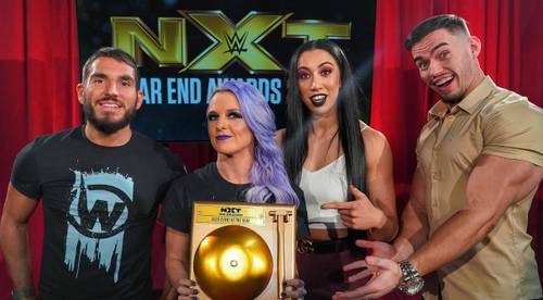 Johnny Gargano, Candice Lerae, Indi Hartwell y Austin Theory, The Way, en NXT - WWE