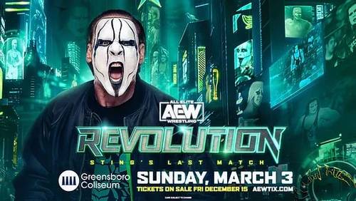 Superluchas - Un cartel del impresionante AEW Revolution 2024, que rinde homenaje a Sting.