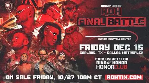 Superluchas - ROH anuncia fecha y lugar para Final Battle 2023 con luchadores en el volante.