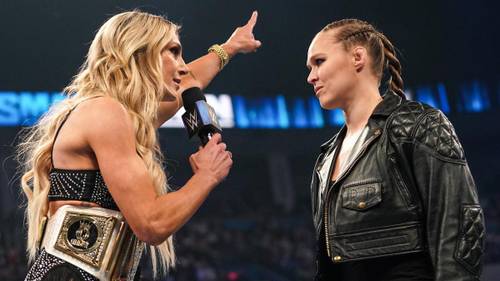 Charlotte Flair y Ronda Rousey en el episodio de SmackDown del 4 de febrero de 2022 - WWE