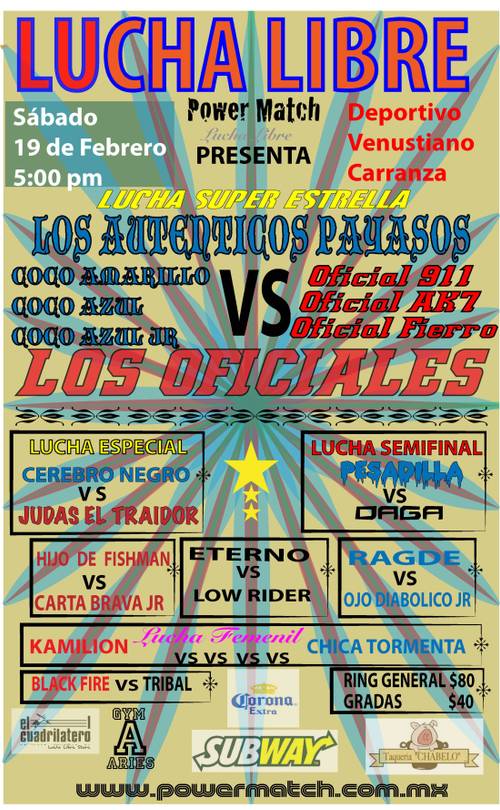 Cartel Power Match sábado 19 de Febrero de 2011