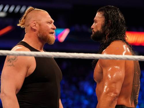 Brock Lesnar y Roman Reigns en el PPV SummerSlam 2021 / WWE
