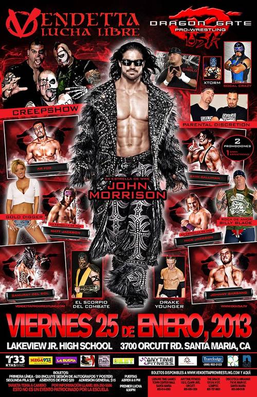 Dragon Gate USA y Vendetta Pro Wrestling: 25 de enero de 2013 en Lakeview, Jr. High School con John Morrison