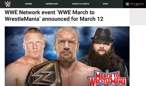 WWE.com anuncia por error que Triple H defenderá el WWE World Heavyweight Championship en WWE March to WrestleMania (12/03/2016)