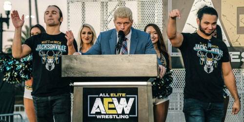 Cody Rhodes y The Young Bucks presentando AEW al mundo