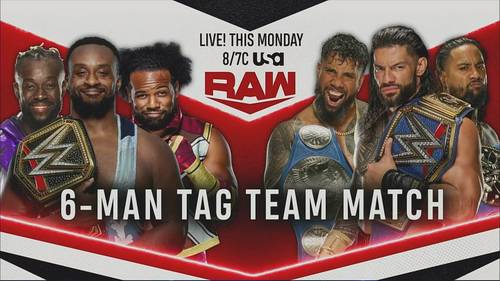 The New Day (Big E, Kofi Kingston y Xavier Woods) vs The Bloodline (Roman Reigns, Jimmy Uso y Jey Uso) en WWE Raw (20/09/2021) / WWE