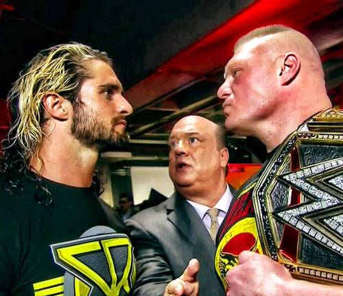 Seth Rollins vs. Brock Lesnar / WWE Raw, via YouTube