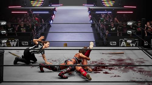 Britt Baker vs Thunder Rosa en un Lights Out Match en el videojuego AEW Fight Forever