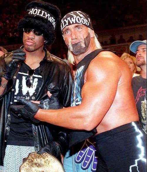 Hulk Hogan y Dennis Rodman en WCW a mediados de los 90s