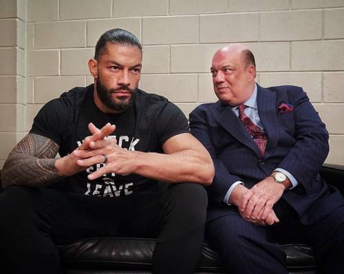 Roman Reigns y Paul Heyman en el episodio de SmackDown del 28 de agosto de 2020