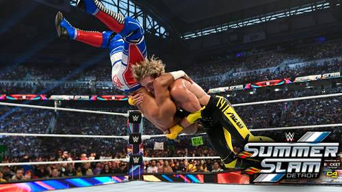 Logan Paul vs. Ricochet en WWE SummerSlam 2023
Descripción modificada: Capturas de pantalla de la revisión de Logan Paul de SummerSlam 2023.