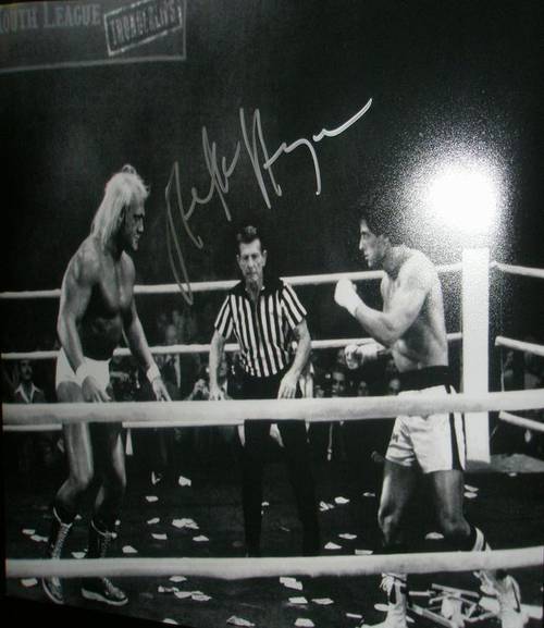 Hulk Hogan y Sylvester Stallone en Rocky III - 1981 (Autografiada por el propio Hogan)