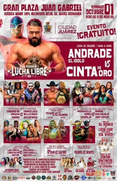 Evento de lucha libre mexicana protagonizado por Andrade en Ciudad Juárez.