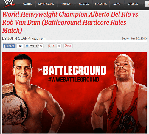Alberto Del Rio vs Rob Van Dam en Lucha Hardcore en WWE Battleground