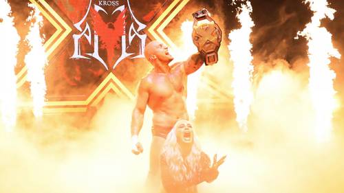 Karrion Kross junto a Scarlett Bordeaux como Campeón NXT