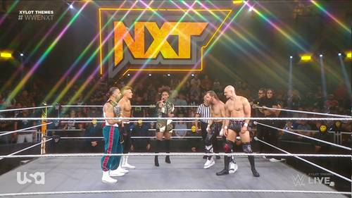 Un grupo de luchadores de la WWE mostrando sus mejores y peores momentos en el ring de NXT el 15 de agosto de 2023.