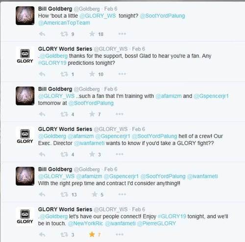 Conversación original entre Bill Goldberg y GLORY